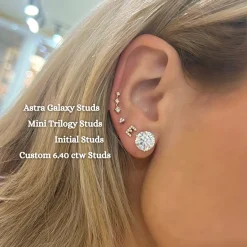 Initial Diamond Stud Earrings