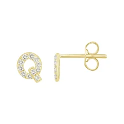 Initial Diamond Stud Earrings