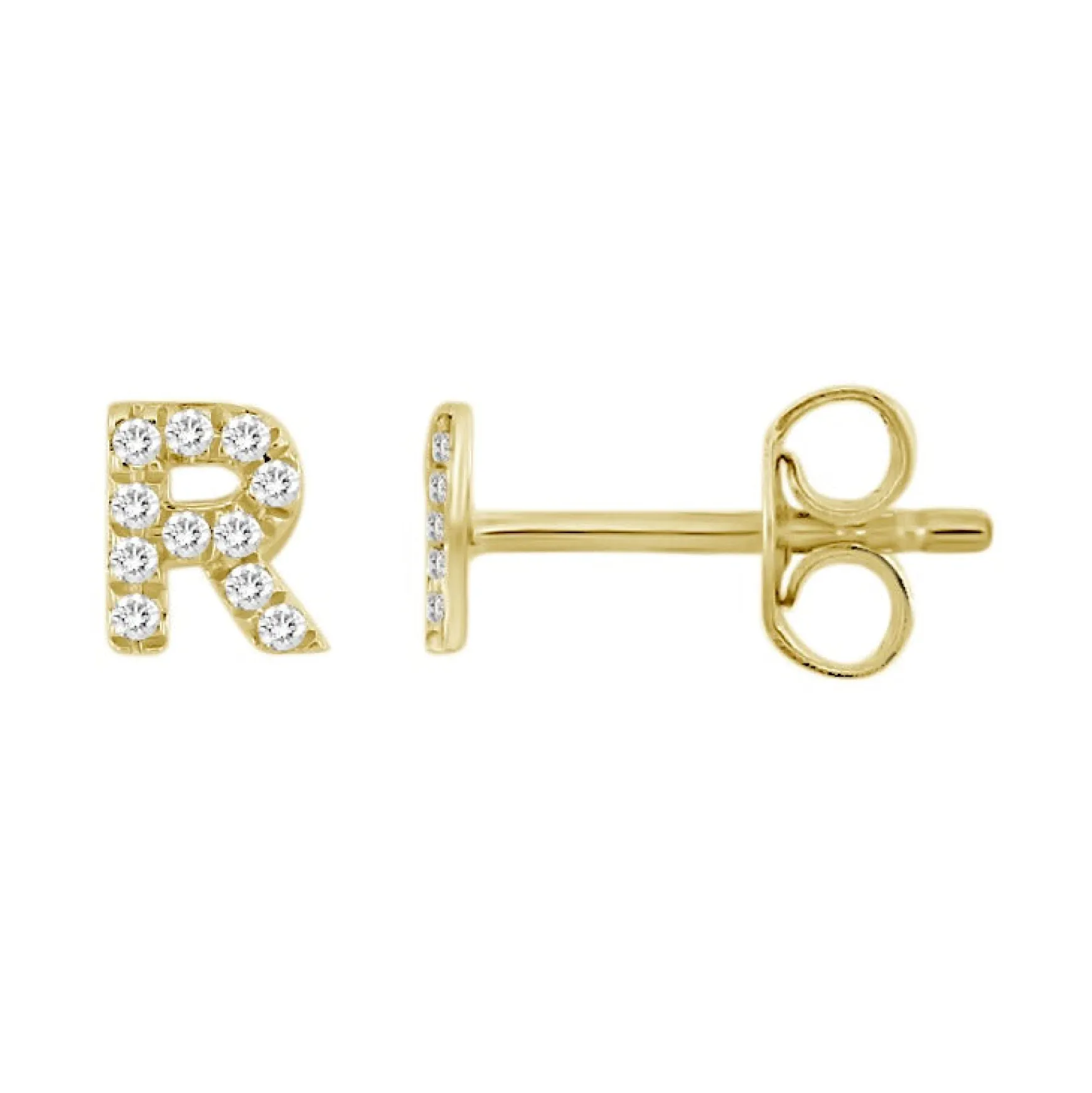 Initial Diamond Stud Earrings