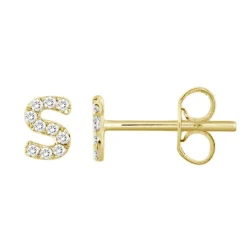 Initial Diamond Stud Earrings