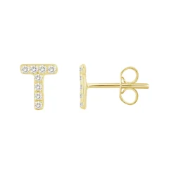 Initial Diamond Stud Earrings