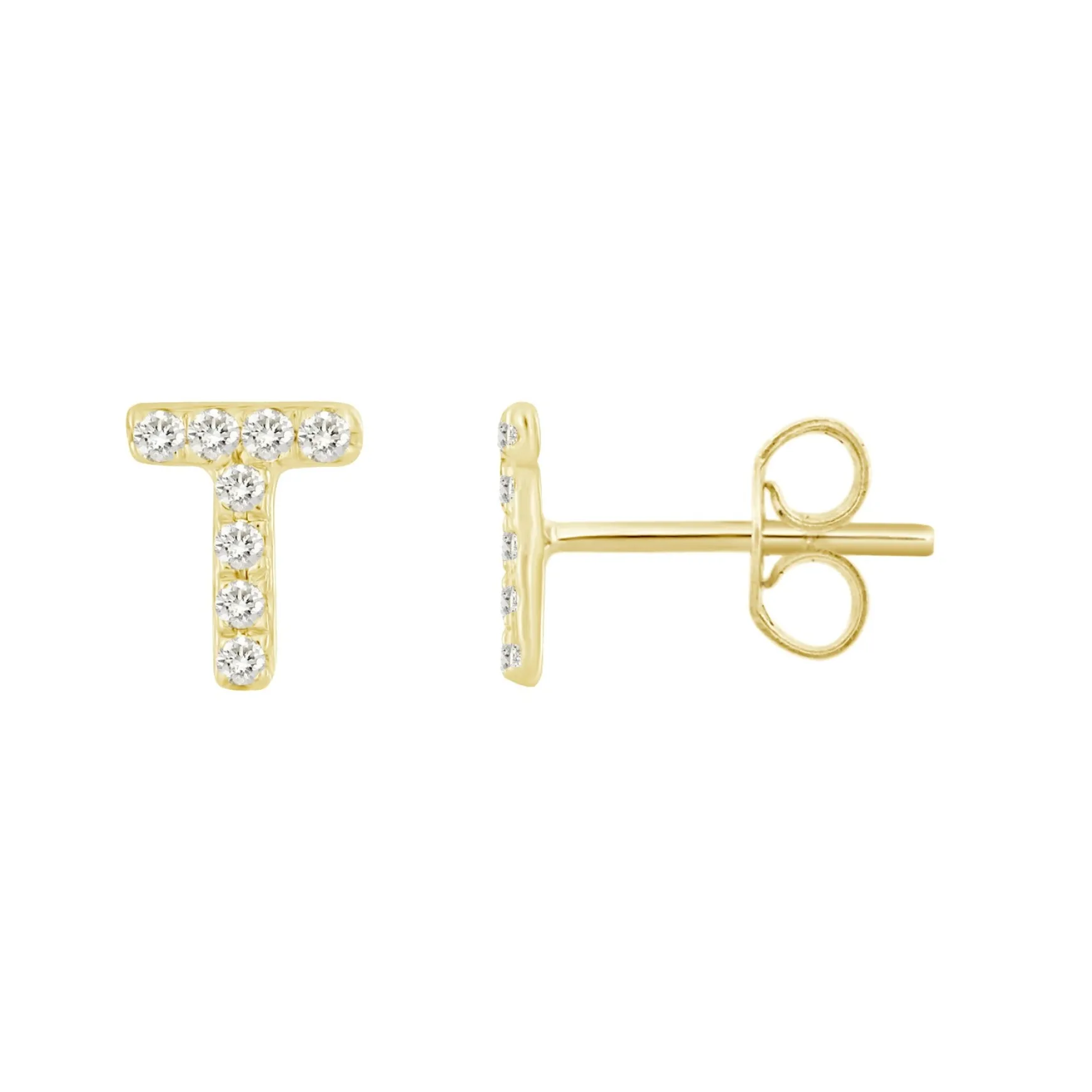 Initial Diamond Stud Earrings