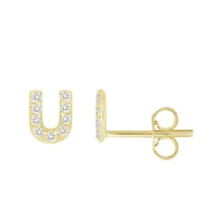 Initial Diamond Stud Earrings
