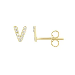 Initial Diamond Stud Earrings