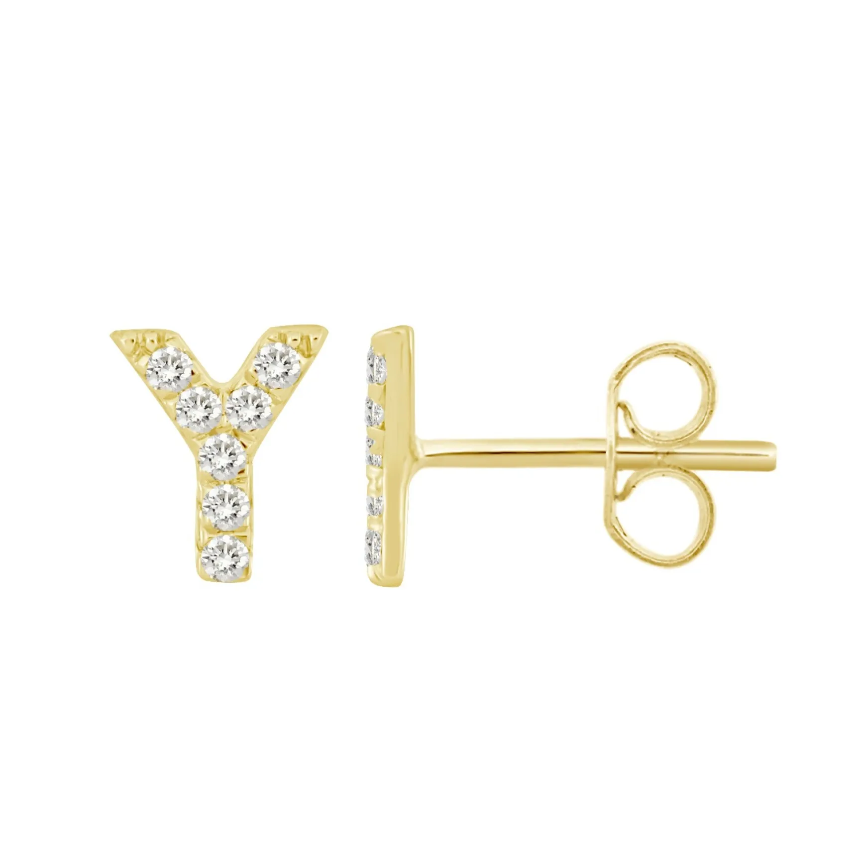 Initial Diamond Stud Earrings