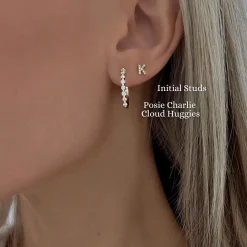 Initial Diamond Stud Earrings