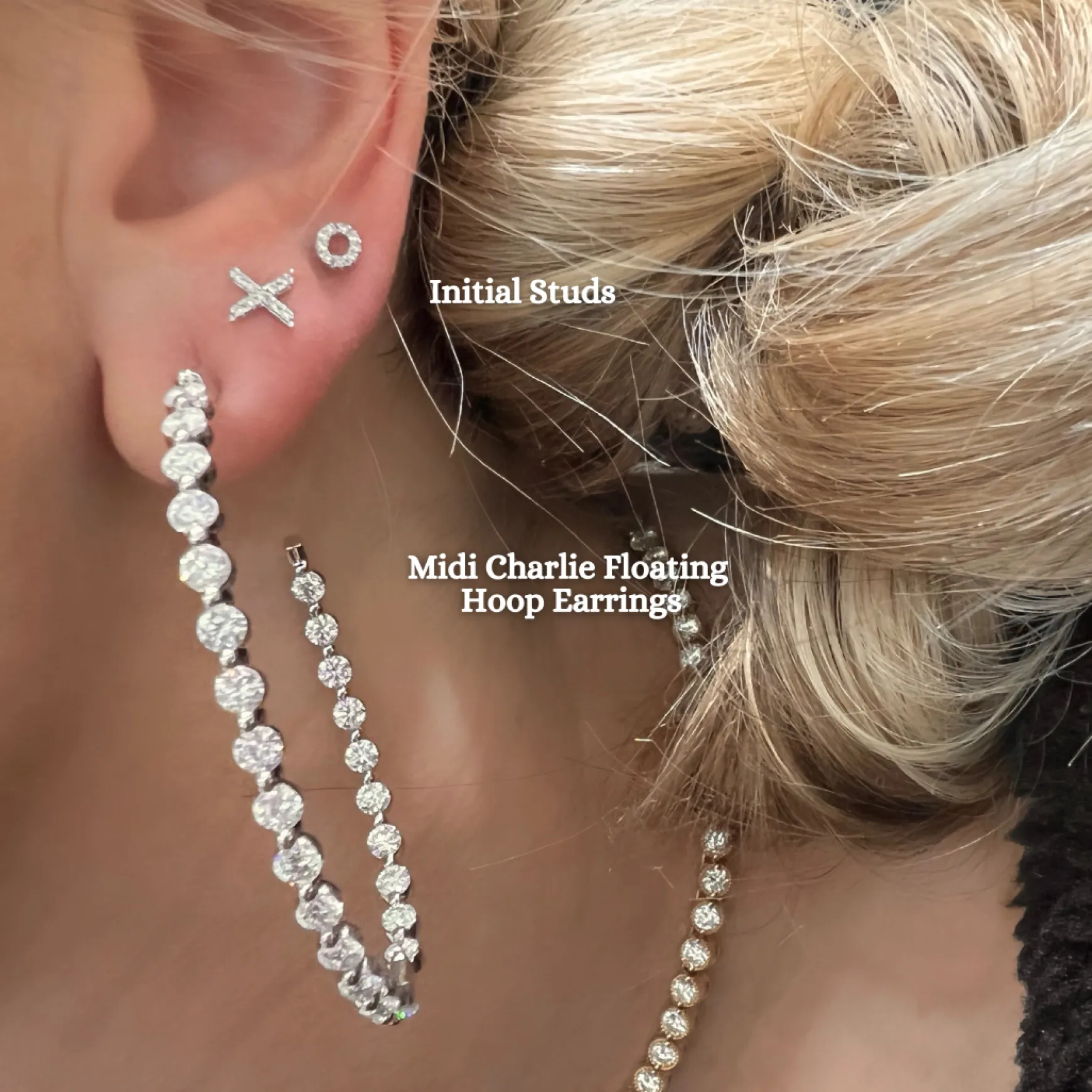 Initial Diamond Stud Earrings