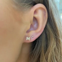 Initial Diamond Stud Earrings