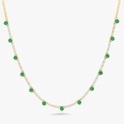 Jena Green Emerald & Diamond Illusion Heart Tennis Necklace 2.73 ctw