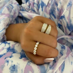 Jessie Pave Diamond Crossover Ring