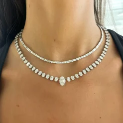 Josette Floating Oval Diamond Necklace 35 ctw
