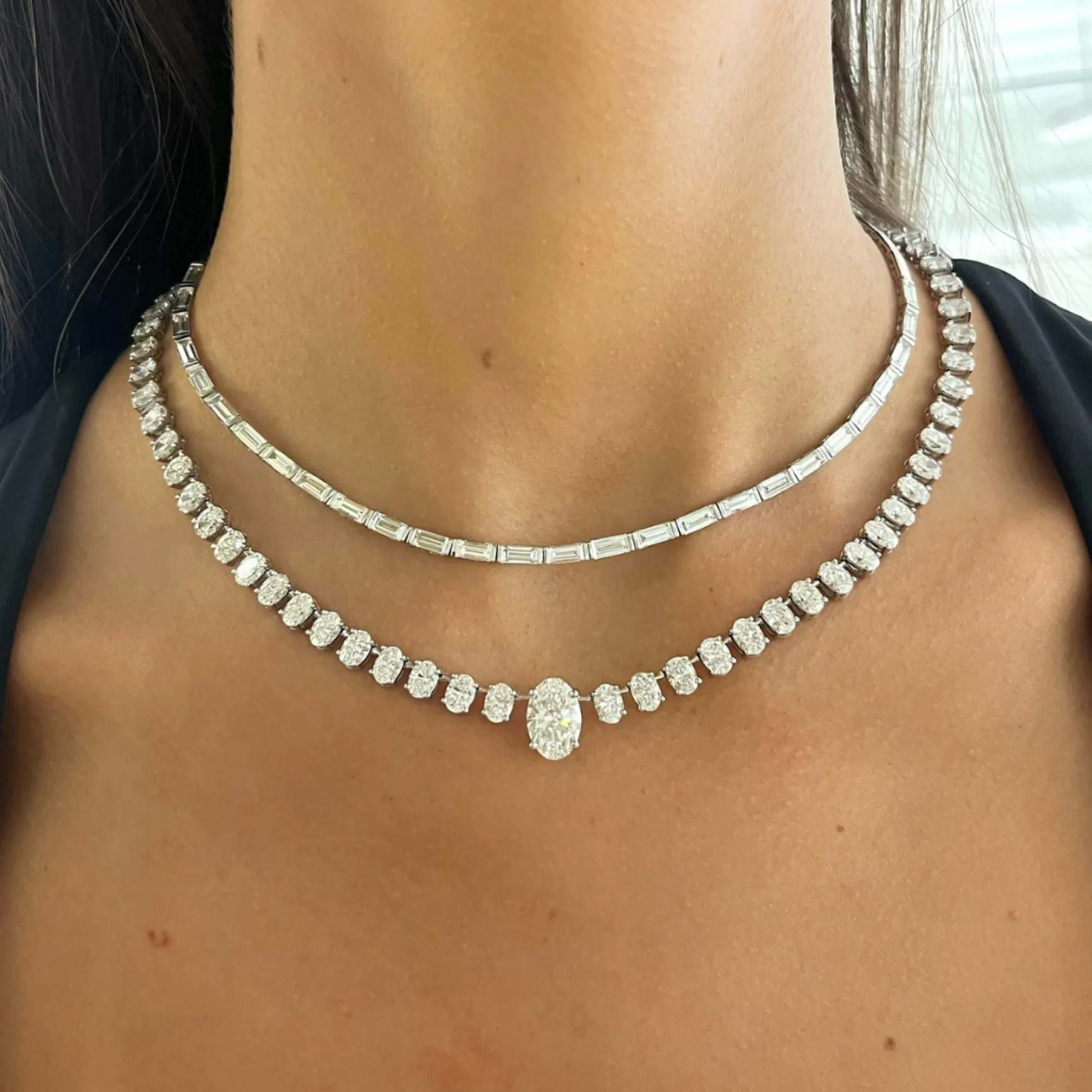 Josette Floating Oval Diamond Necklace 35 ctw