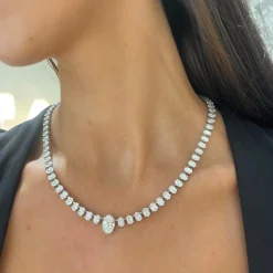 Josette Floating Oval Diamond Necklace 35 ctw