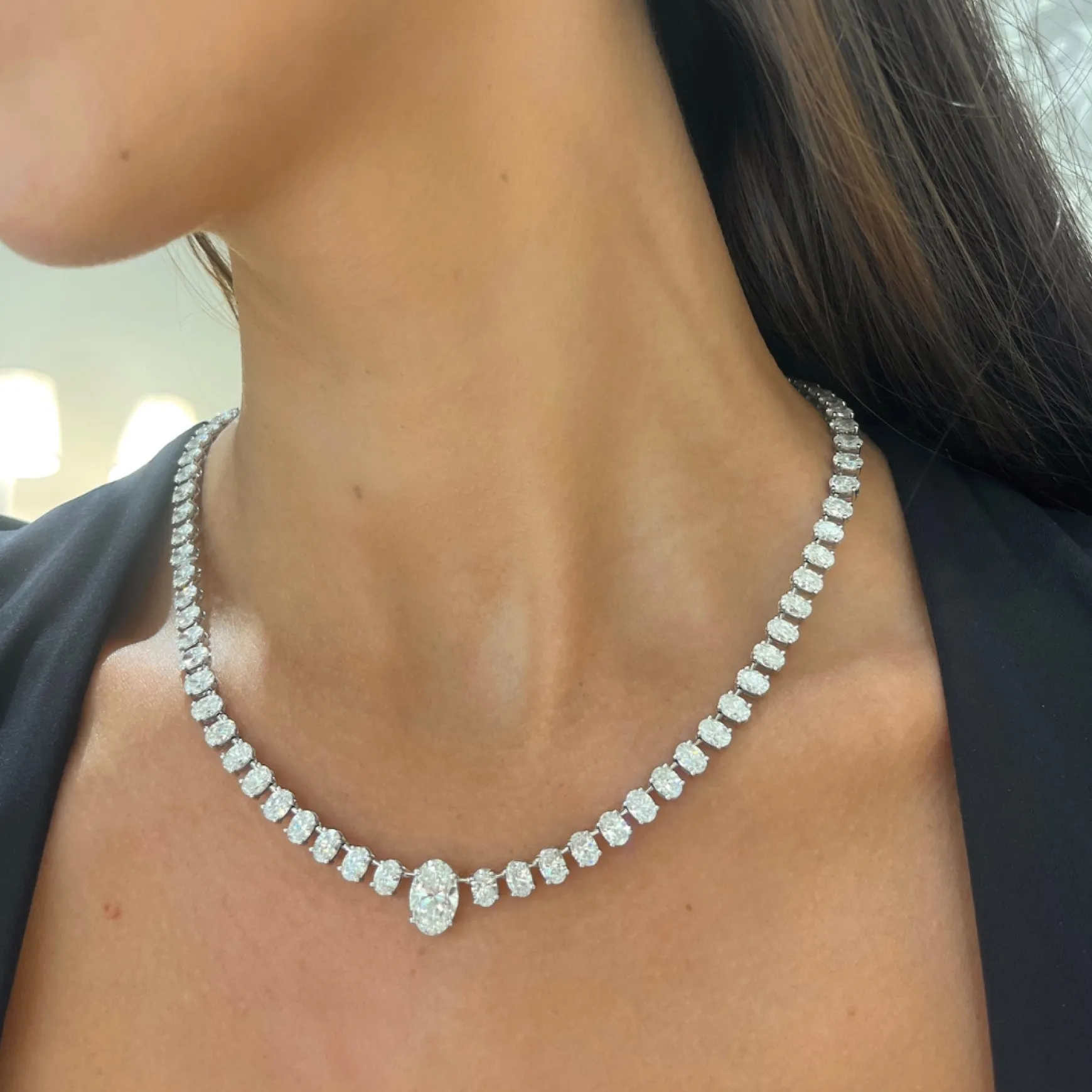 Josette Floating Oval Diamond Necklace 35 ctw