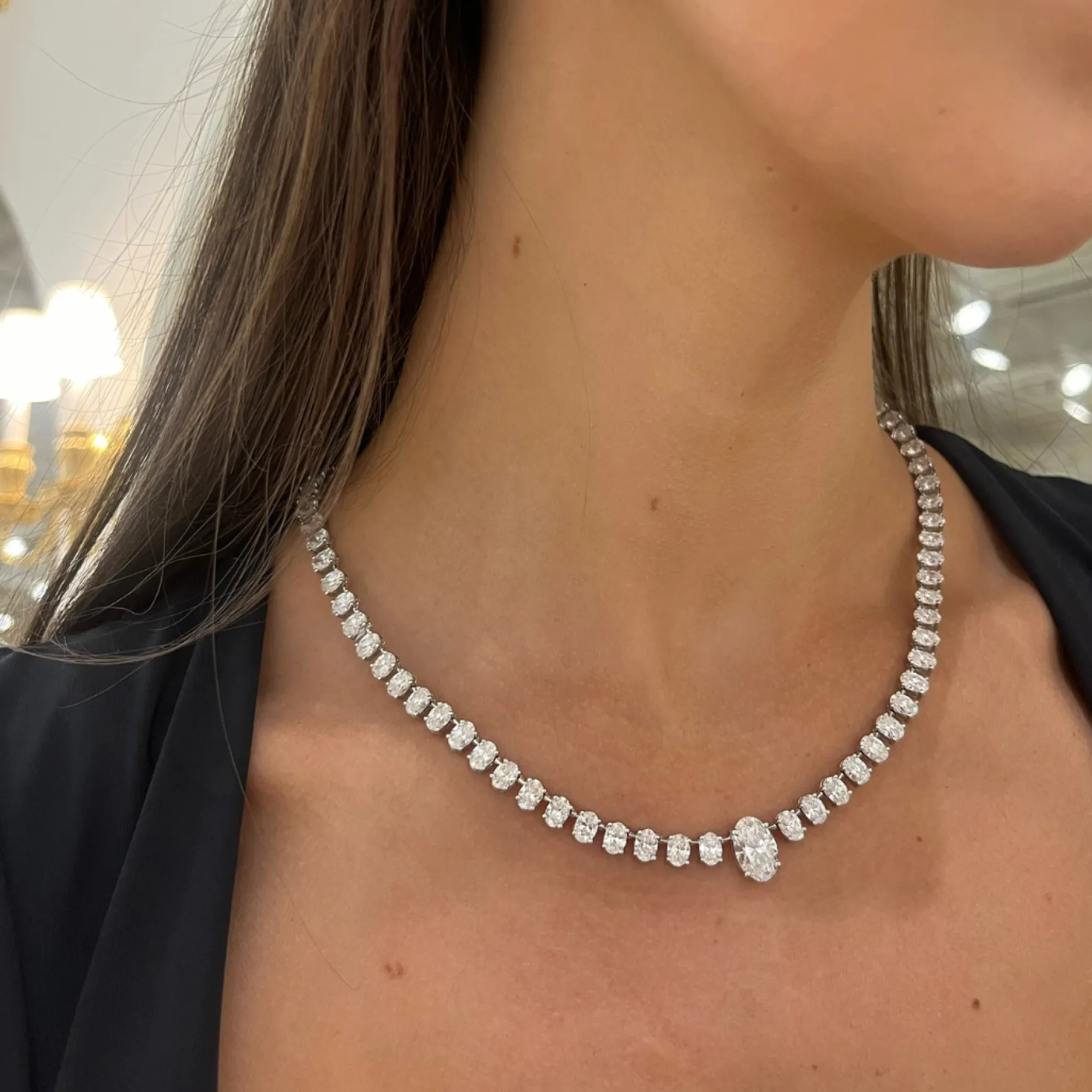 Josette Floating Oval Diamond Necklace 35 ctw