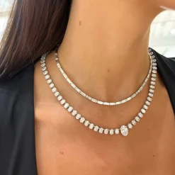 Josette Floating Oval Diamond Necklace 35 ctw