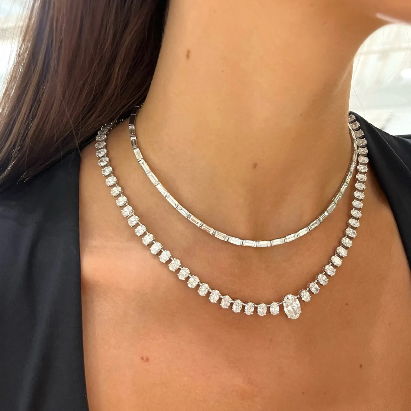 Josette Floating Oval Diamond Necklace 35 ctw