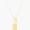 14k Paperclip Tag Toggle Necklace