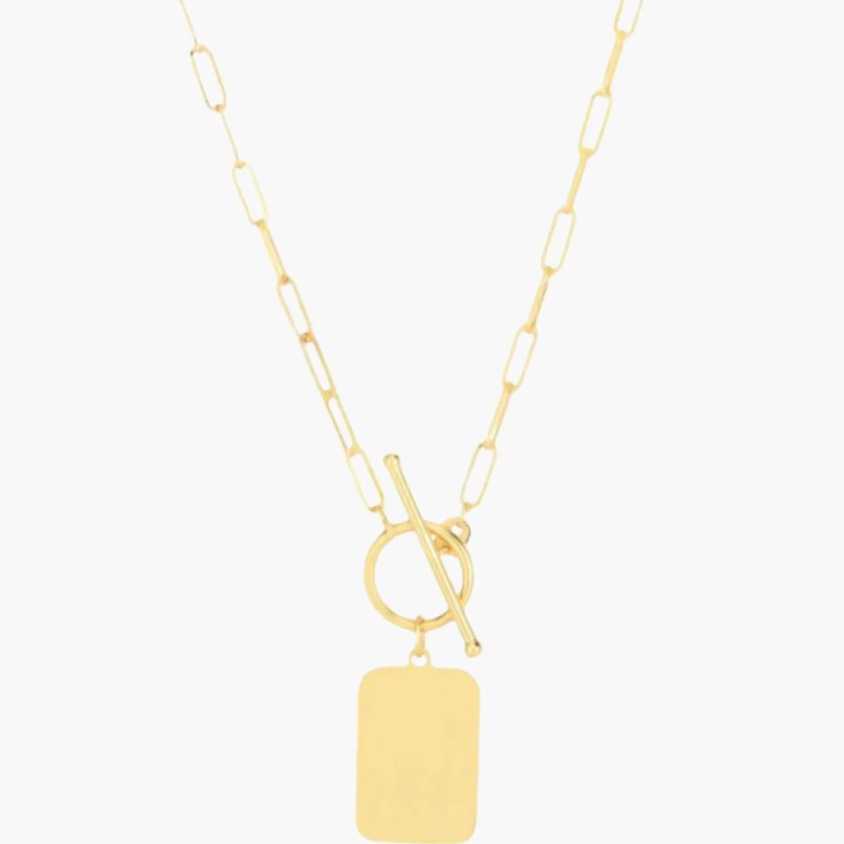 14k Paperclip Tag Toggle Necklace