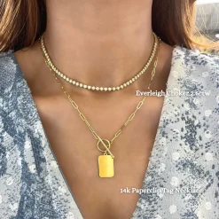 14k Paperclip Tag Toggle Necklace