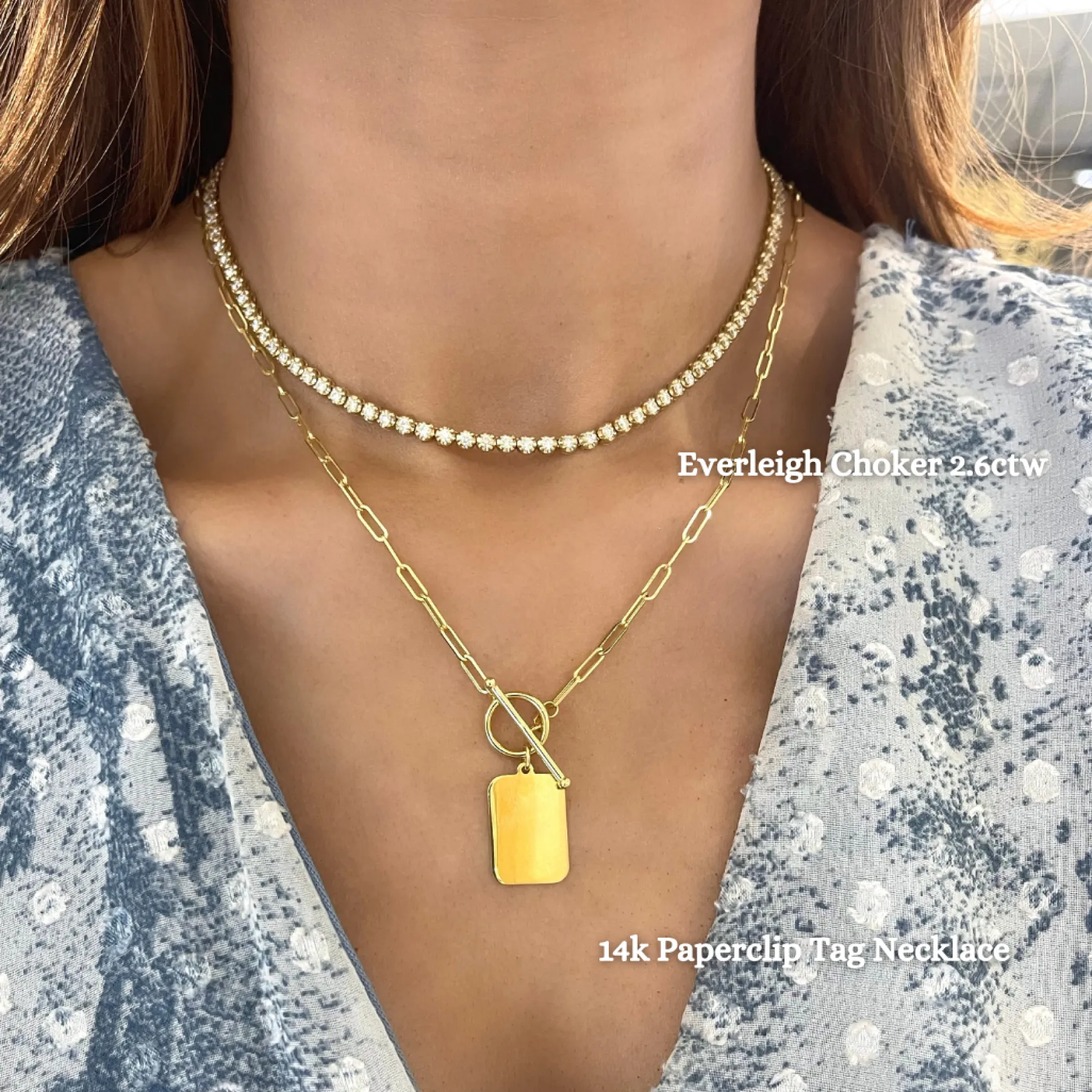 14k Paperclip Tag Toggle Necklace