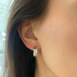 14k Two-Tone Polished Huggie Earrings 6mm