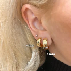 14k Yellow Gold Polished Huggie Earrings 4mm & 6mm