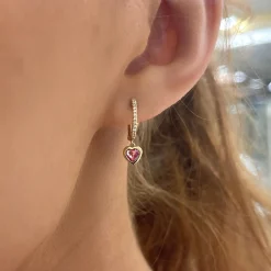 Kait Dainty Heart Drop Huggie Earrings