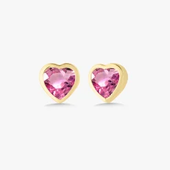 Kait Gemstone Bezeled Heart Stud Earrings