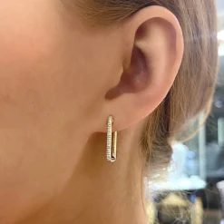 Karsen Rectangular Diamond Huggie Earrings