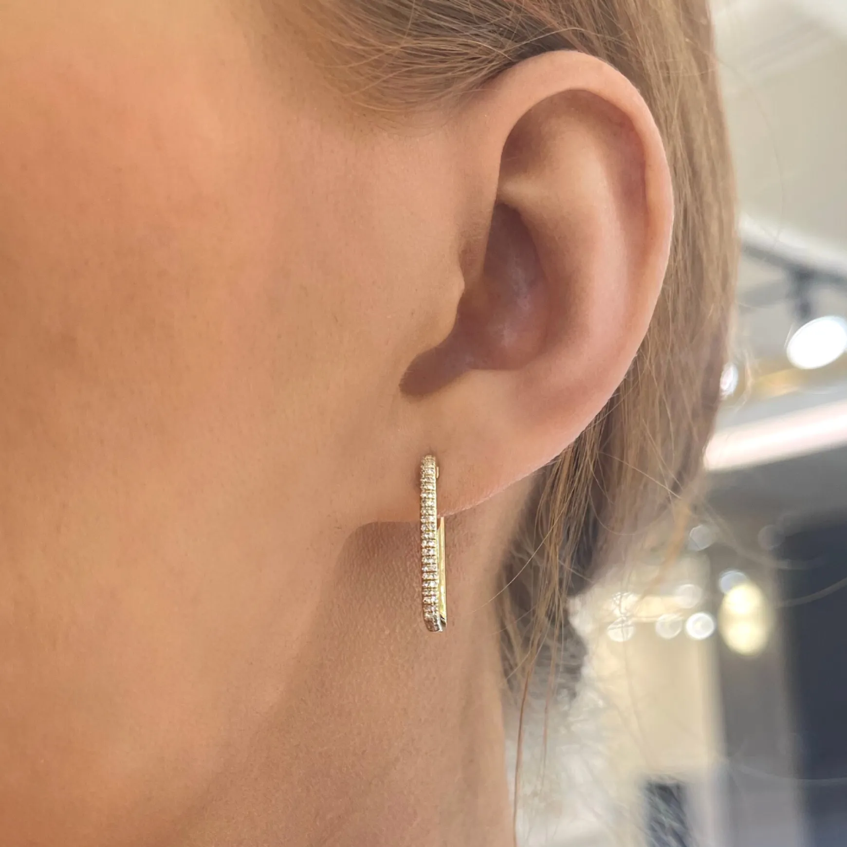 Karsen Rectangular Diamond Huggie Earrings