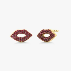 Kiss Kiss Ruby Lips Stud Earrings