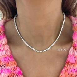 Kylan Three Prong Diamond Tennis Necklaces