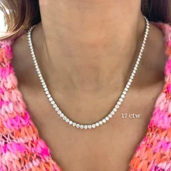 Kylan Three Prong Diamond Tennis Necklaces
