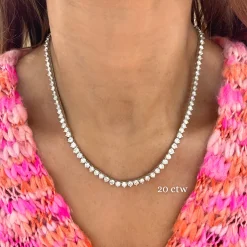 Kylan Three Prong Diamond Tennis Necklaces