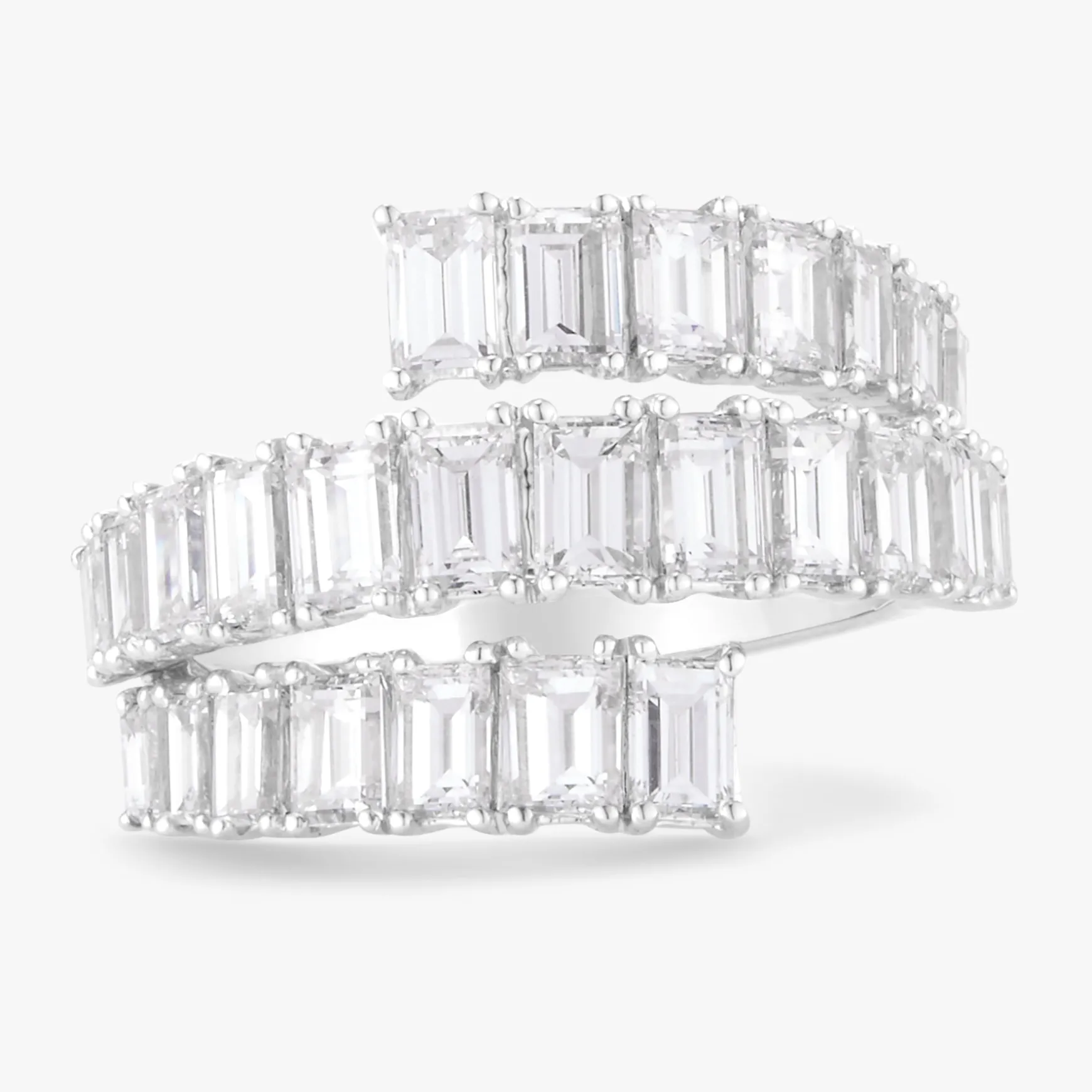 Kyle Emerald Cut Diamond Crossover Ring 4.50 ctw