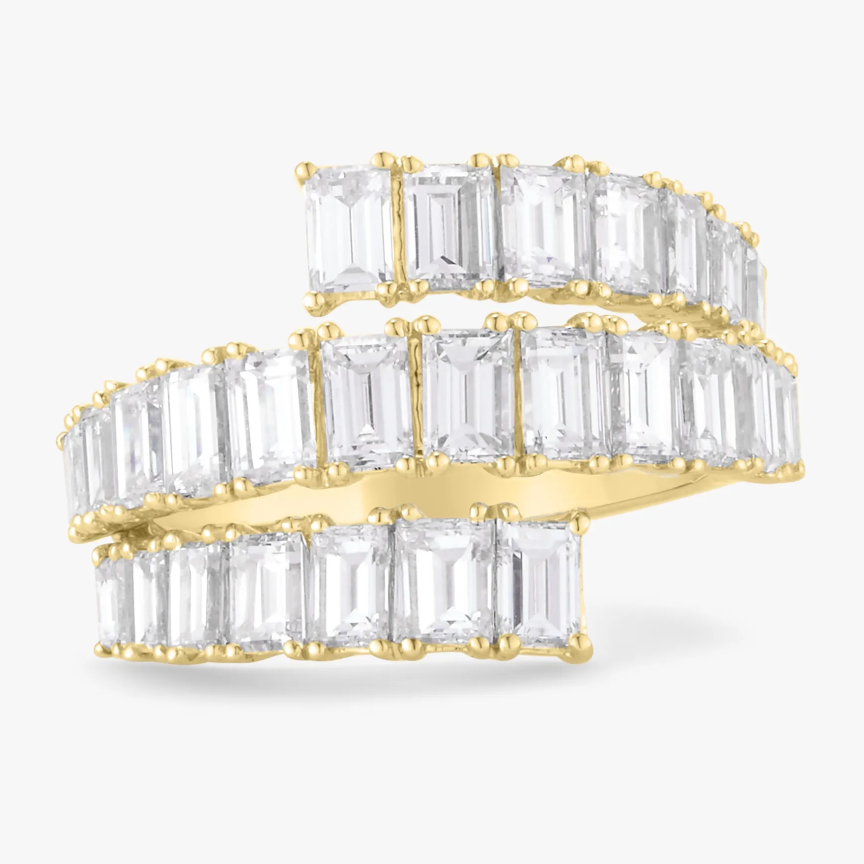 Kyle Emerald Cut Diamond Crossover Ring 4.50 ctw