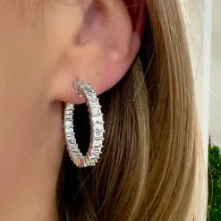 Kyle Emerald Cut Hoop Earrings 3.58 ctw