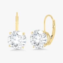 Lab Grown Four Prong Basket Diamond Lever Back Earrings (4ctw)
