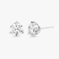 Lab Grown Three Prong Martini Diamond Stud Earrings (3 ctw)