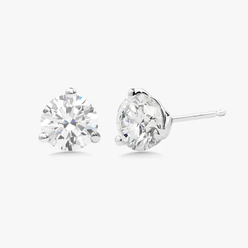 Lab Grown Three Prong Martini Diamond Stud Earrings (3 ctw)