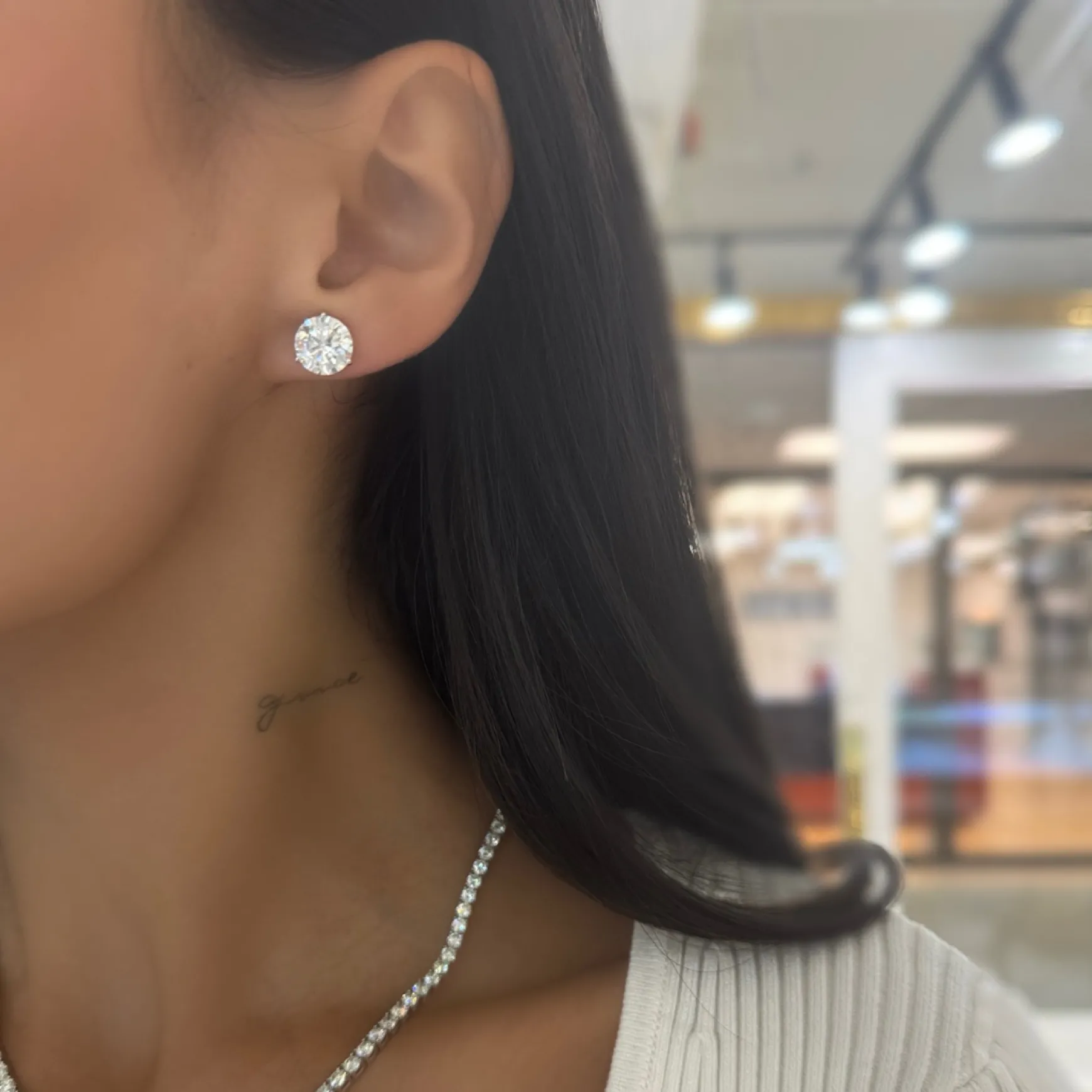 Lab Grown Three Prong Martini Diamond Stud Earrings (6 ctw) *Emily's Pick*