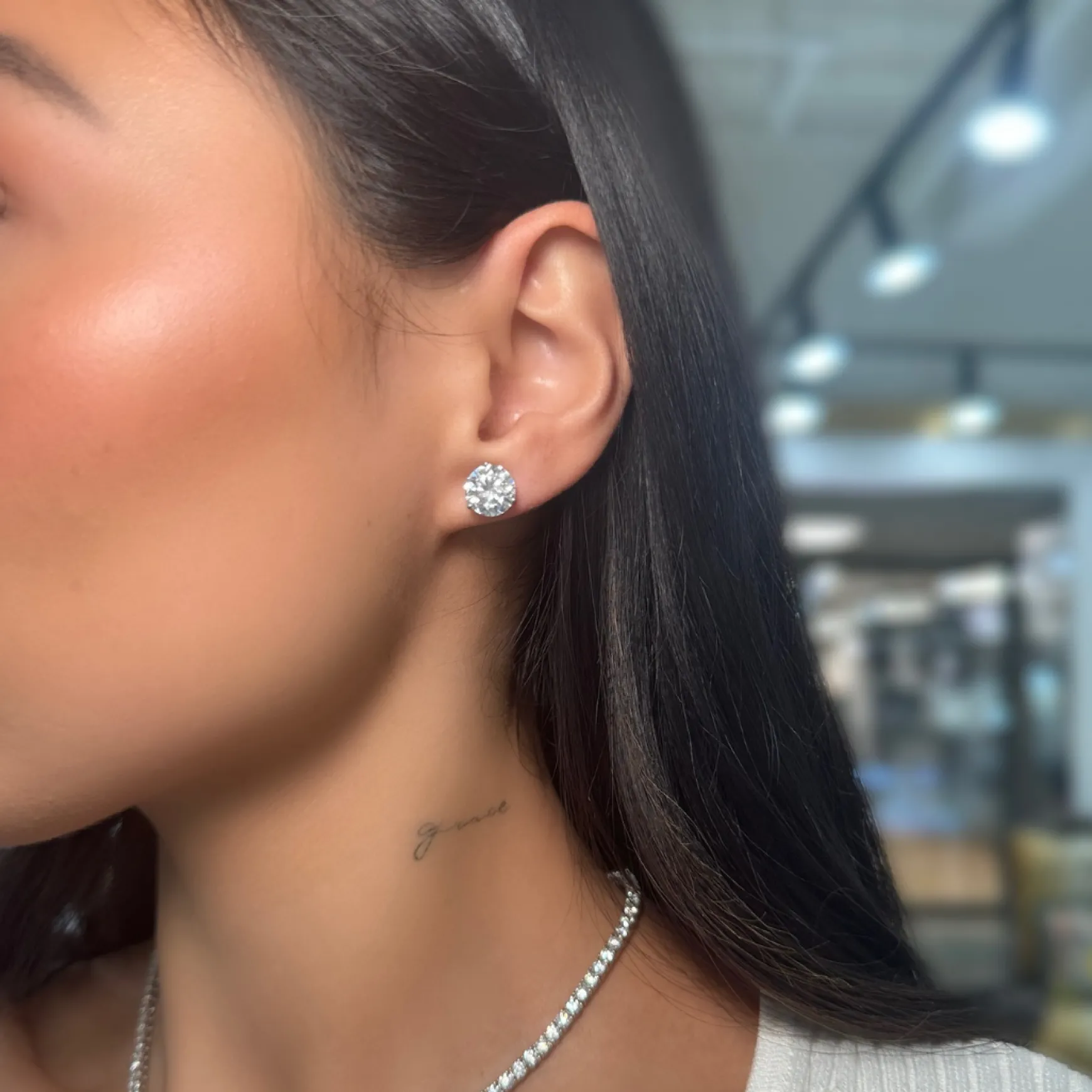 Lab Grown Three Prong Martini Diamond Stud Earrings (6 ctw) *Emily's Pick*
