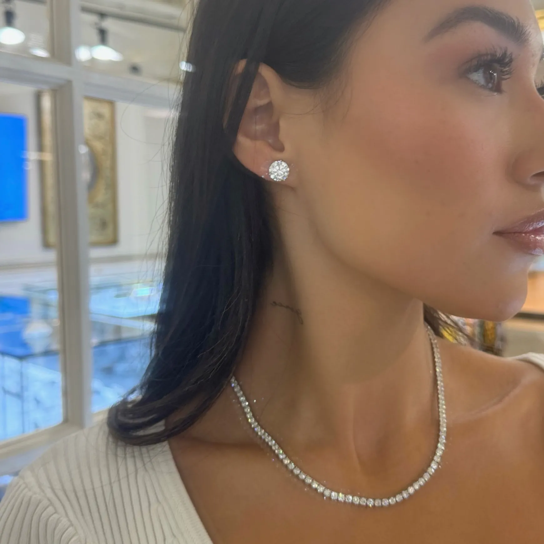 Lab Grown Three Prong Martini Diamond Stud Earrings (6 ctw) *Emily's Pick*
