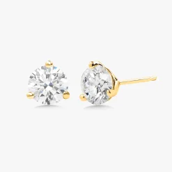 Lab Grown Three Prong Martini Diamond Stud Earrings (3 ctw)
