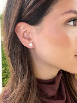 Lab Grown Three Prong Martini Diamond Stud Earrings (3 ctw)