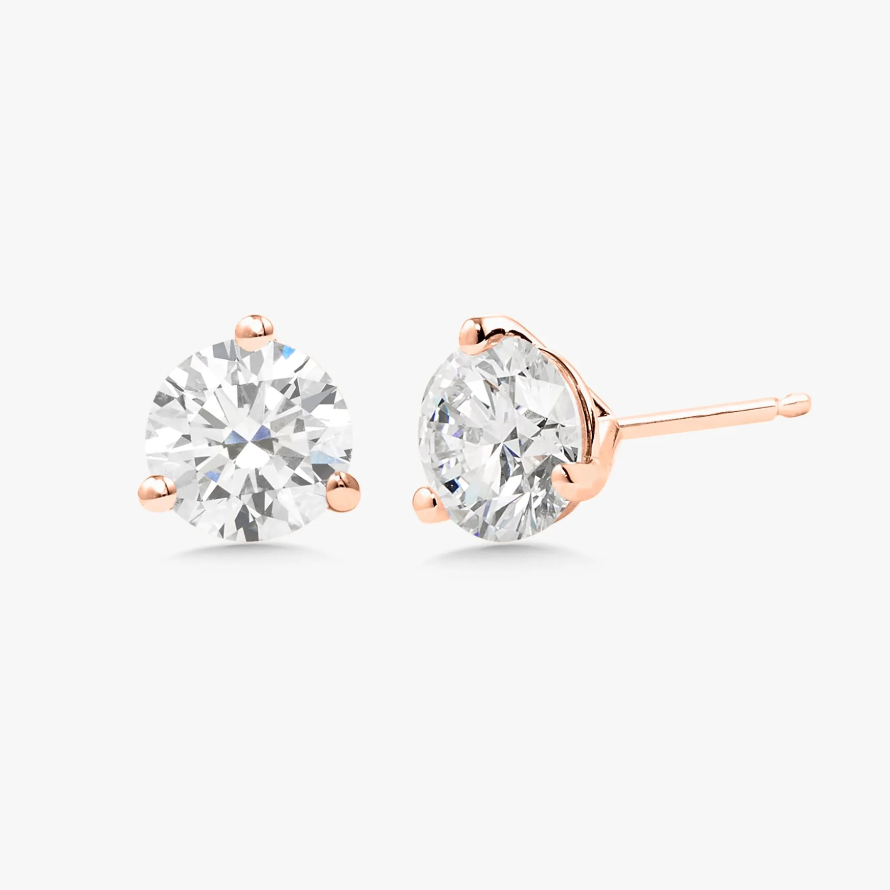 Lab Grown Three Prong Martini Diamond Stud Earrings (3 ctw)