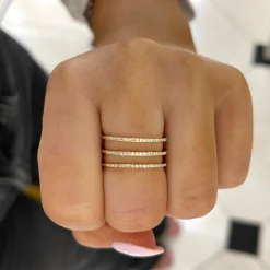 Lacy Dainty Diamond Three Row Ring
