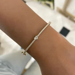 Lady Luck Diamond Heart Bangle Bracelet