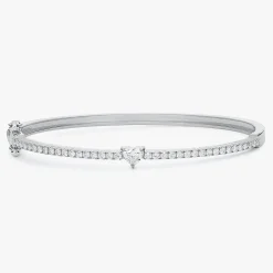 Lady Luck Diamond Heart Bangle Bracelet